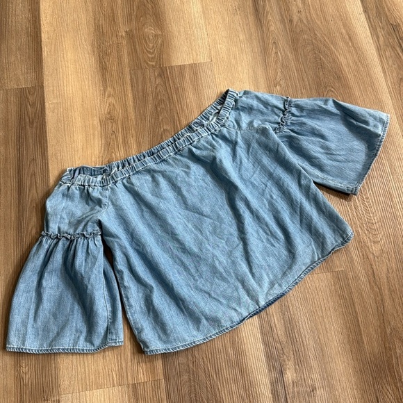 Madewell Denim Azalea Off-the-Shoulder Top Chambray G5802 Flawed Size Small - Picture 2 of 9